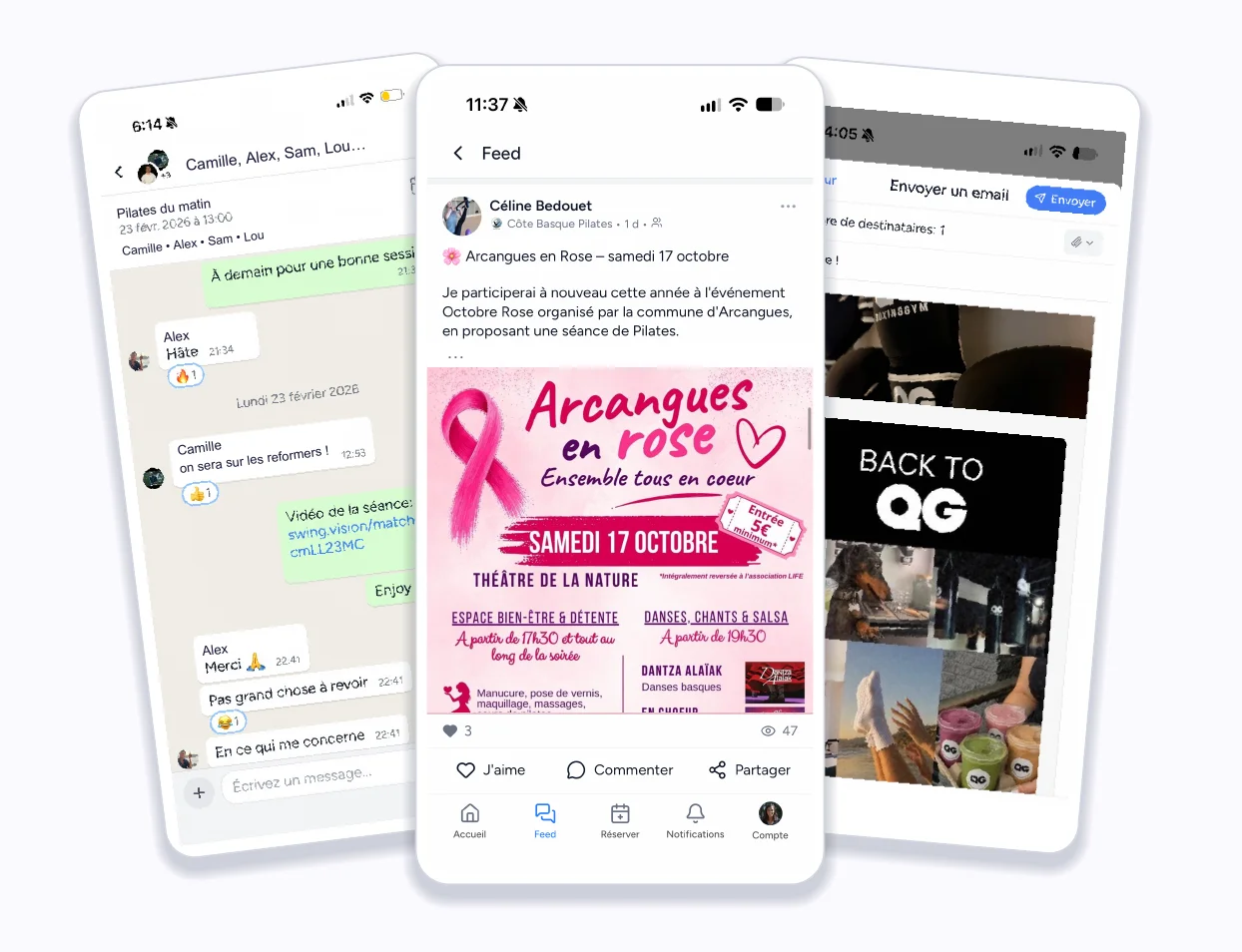 Chat de grupo, noticias y correo en la app Shaker