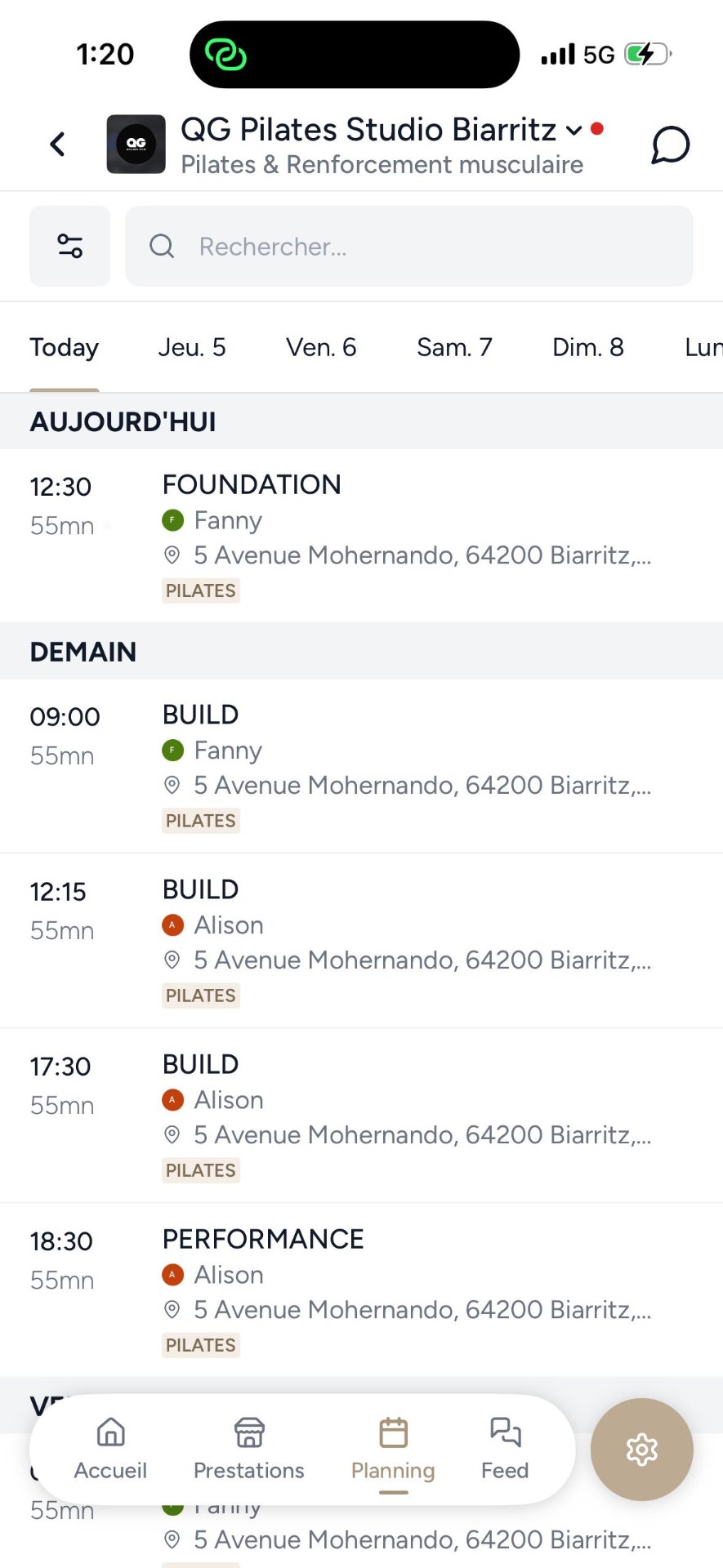 Shaker mobile app planning screen