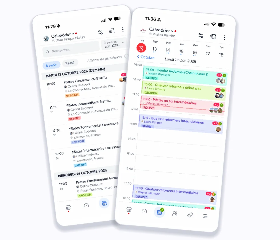 Horarios de clases de Pilates en la app Shaker